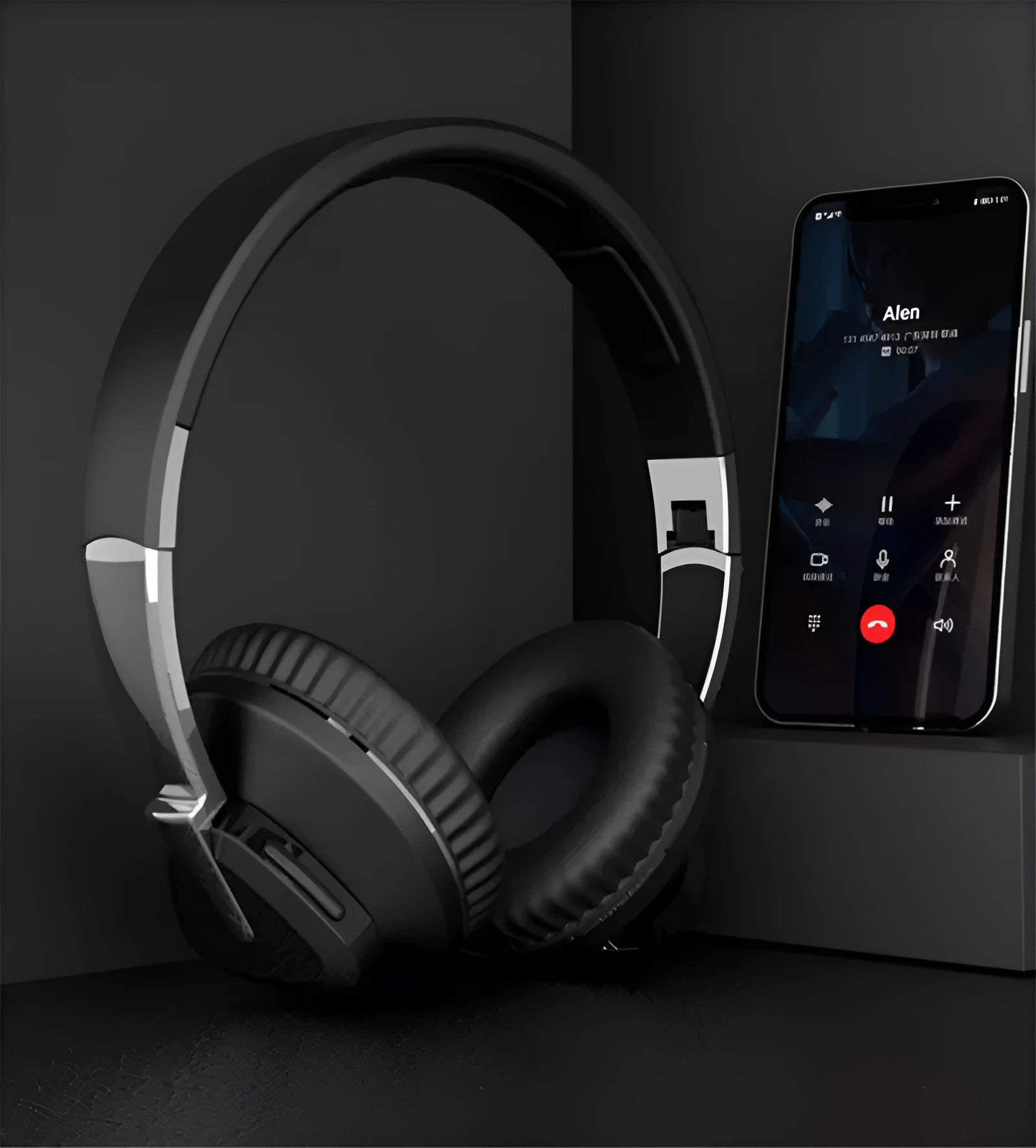 H3 wireless over-ear headset in black with Bluetooth 5.0, AUX jack, and TF card slot features