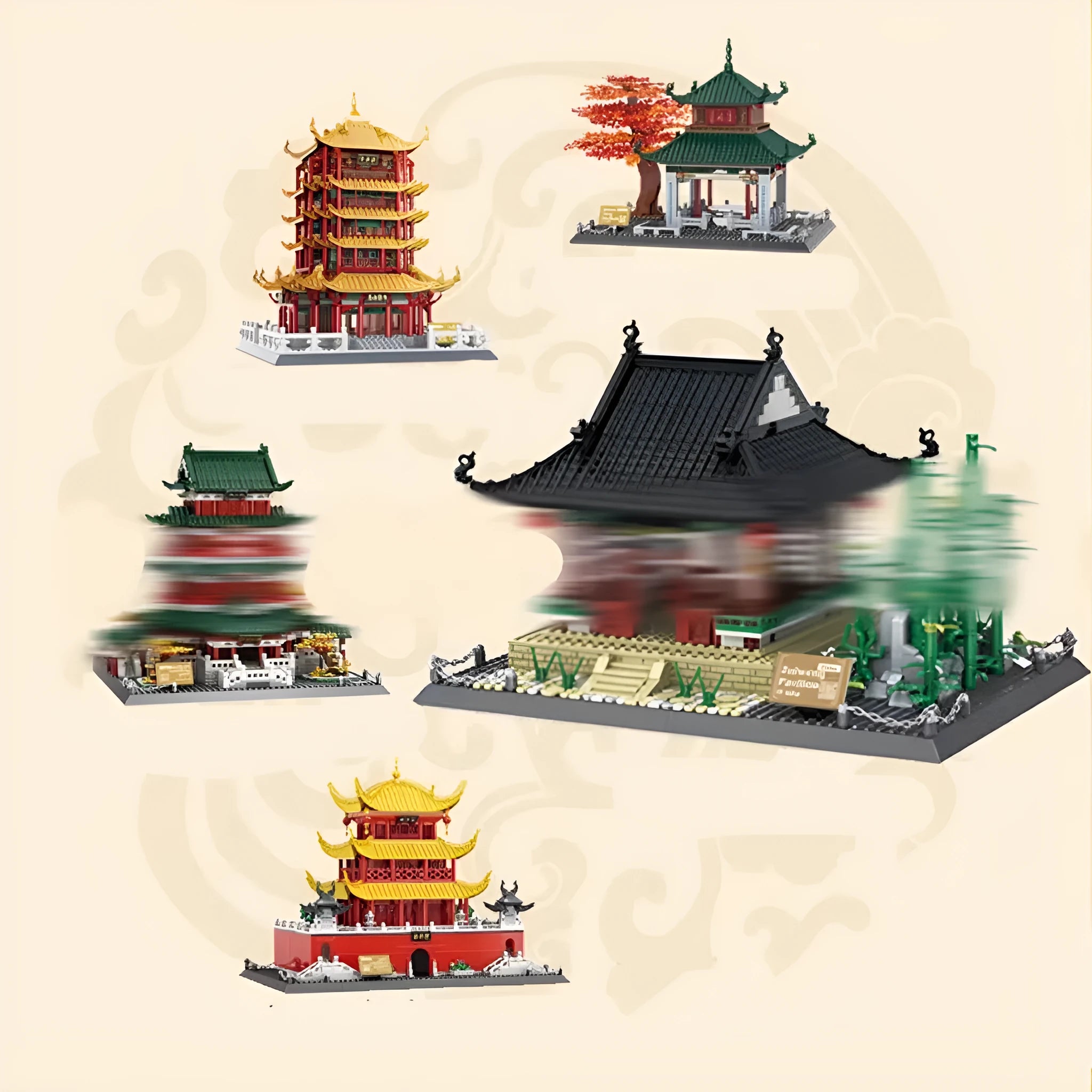 Wange ABS plastic building block set with over 800 pieces for constructing landmark models including Big Ben and Statue of Liberty.