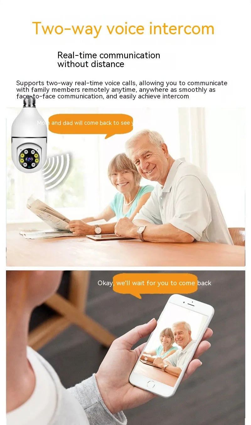 Wireless wifi bulb security camera with 1080p resolution and night vision