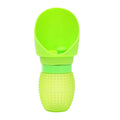 Collapsible silicone pet water cup shown in folded and open positions, available in various colours.