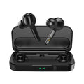 Black and white True Wireless Stereo Bluetooth 5.0 earbuds with IPX5 waterproof rating.