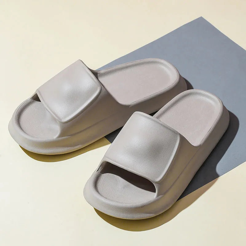 Thick sole EVA foam flip flop slippers for men and women in various colours.