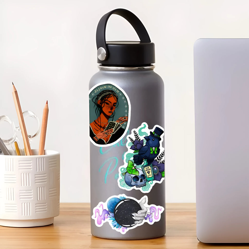50 waterproof PVC glossy stickers for laptops and smooth surfaces 3-8cm size