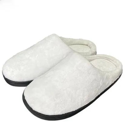 Printed flannel cotton slippers with TPR rubber soles and polyester lining in various sizes