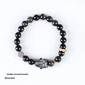 Handmade lying rabbit obsidian bracelet in national style with brass and gray agate
