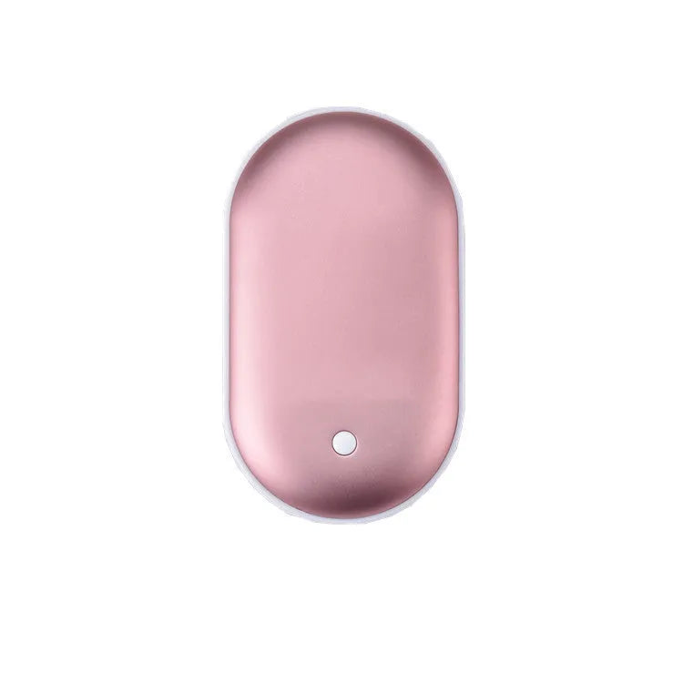 Rechargeable mini hand warmer and power bank in rose gold, local gold, or digital display colours