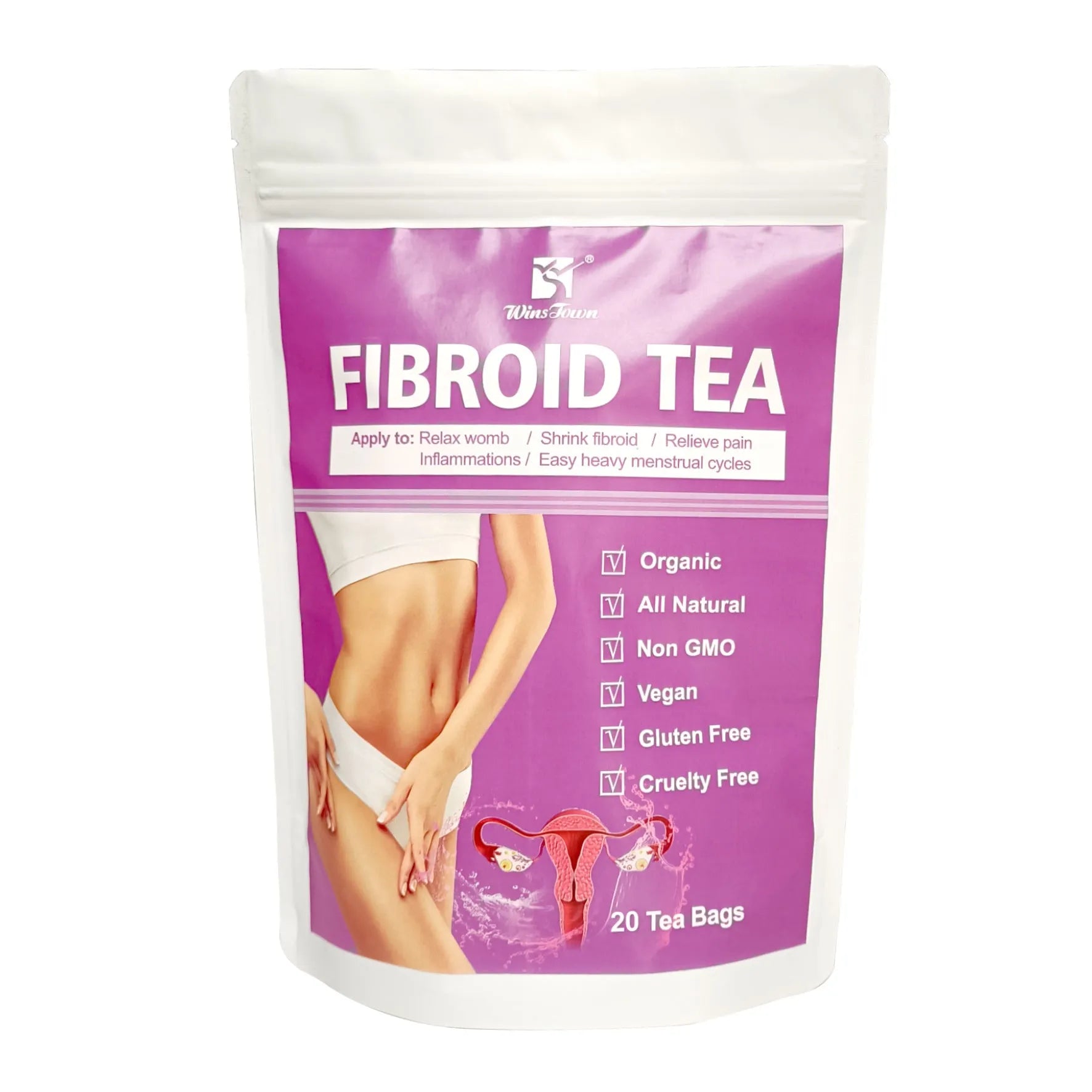 Pack of C83 Winstown Fibroid Herbal Tea bags with cold extract craft.