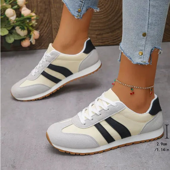 Blue and grey Cortez stripe leisure shoes with artificial PU uppers and flat rubber soles