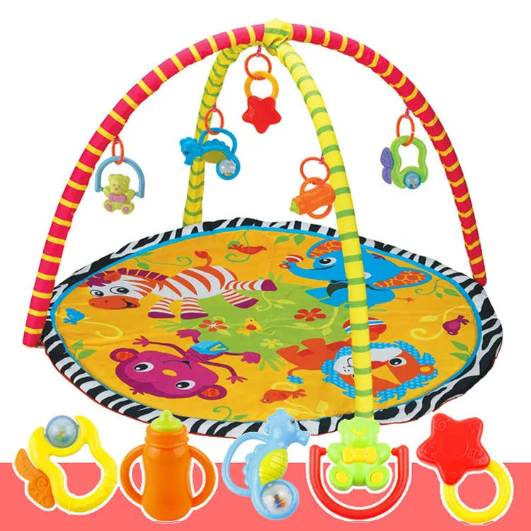 Velvet baby gymnastic rack game blanket with interactive toys in small animal or big animal designs