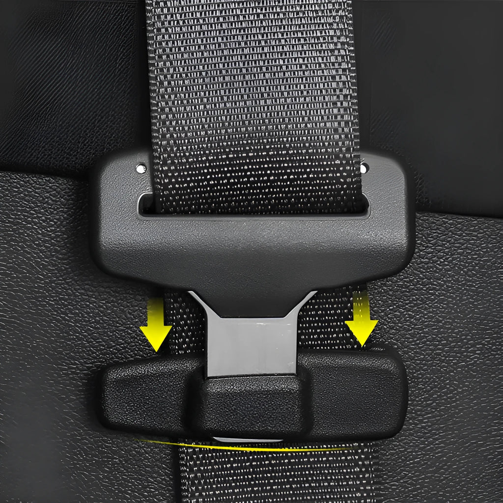 Black ABS plastic car safety belt stopper clip set with 2 pieces in OPP packaging