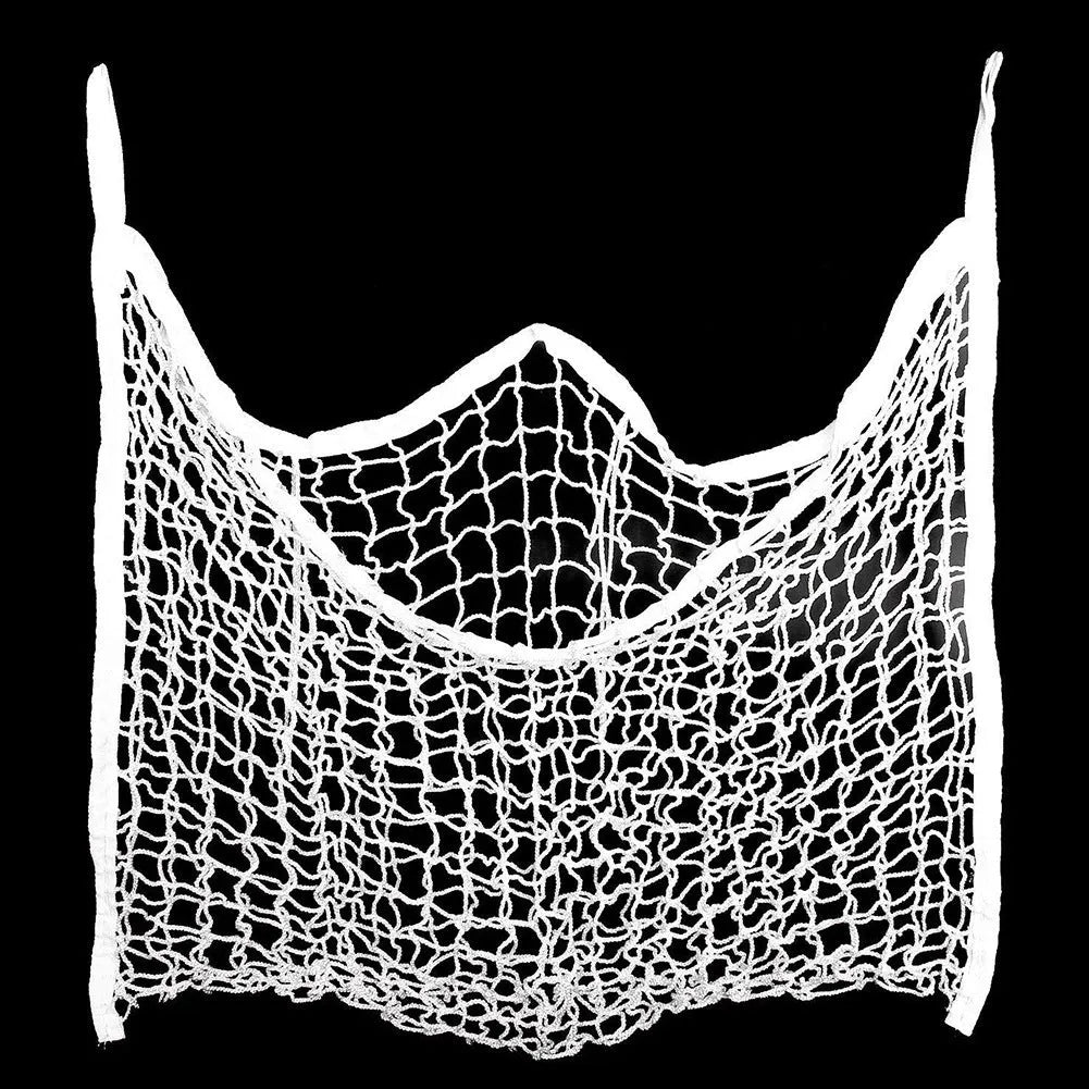 Woven PE rope grid design horse feeding bag in black or white colours
