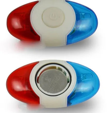 Red and blue LED tail light with adjustable base for cycling safety