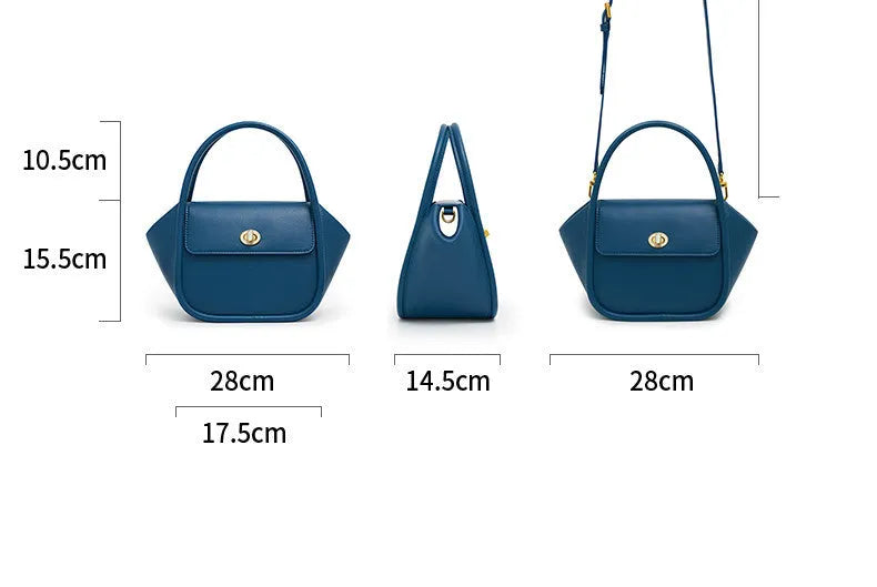 Leather wing-shaped tote cross-body bag in cow leather with single shoulder strap