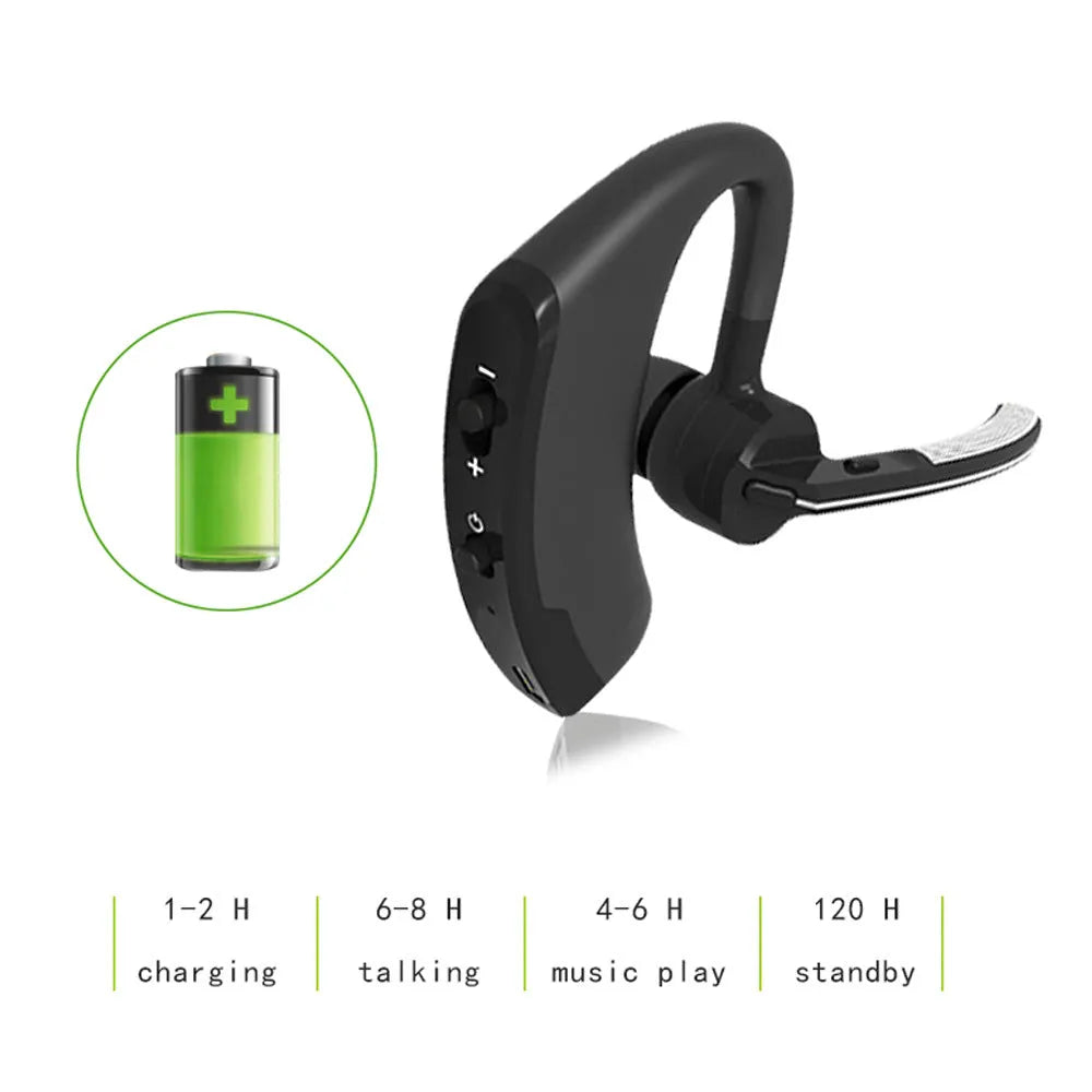 V9 wireless Bluetooth headset with microphone and charging cable for dual smartphone connection