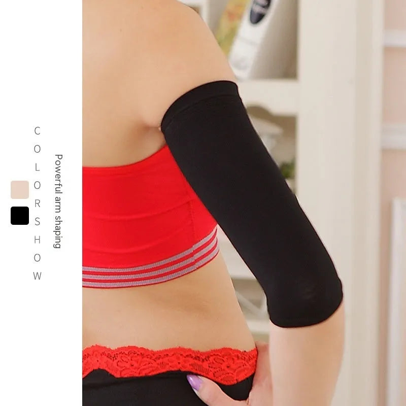 Black and skin colour nylon shaping arm sleeves for women with free size fitting