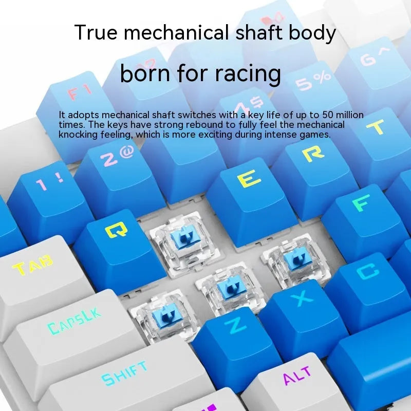 K87 mechanical keyboard with metal housing and 1.4m cable in selected colour with green or red axis switches