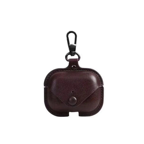 Black PU leather protective sleeve case for Apple AirPods Pro with a cross pattern design.