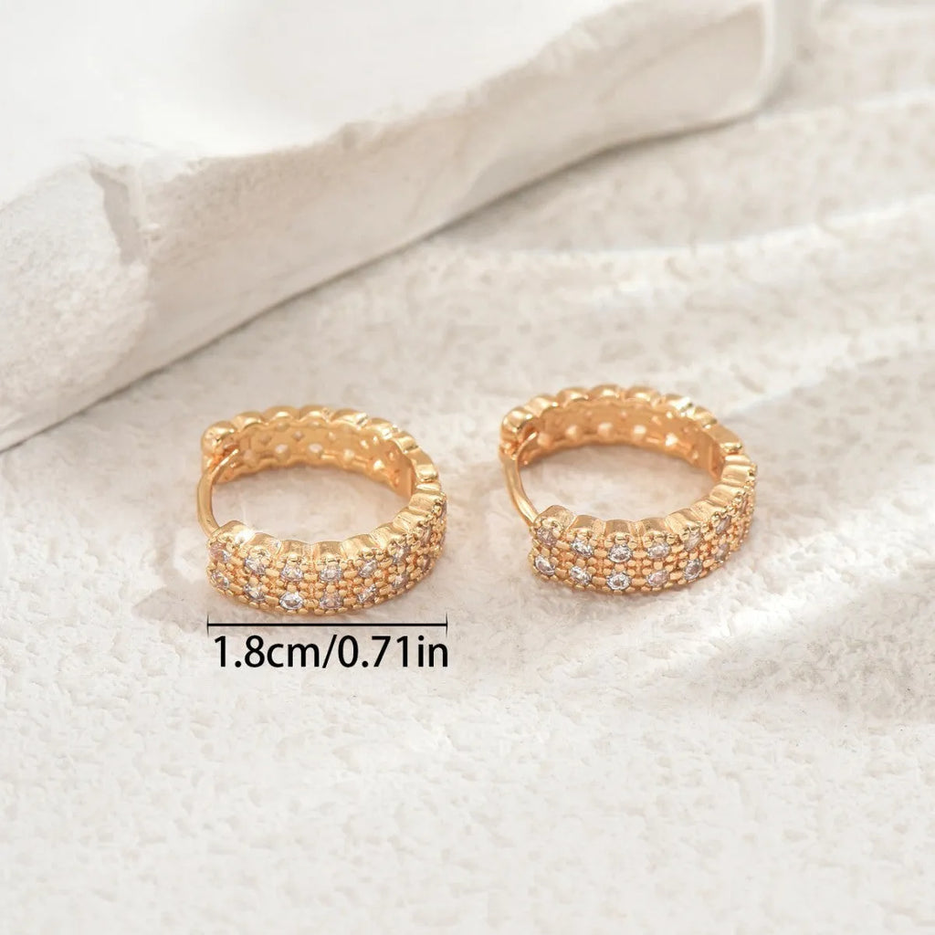 Geometry pattern copper ear studs with round, dot and ring elements in European-American style
