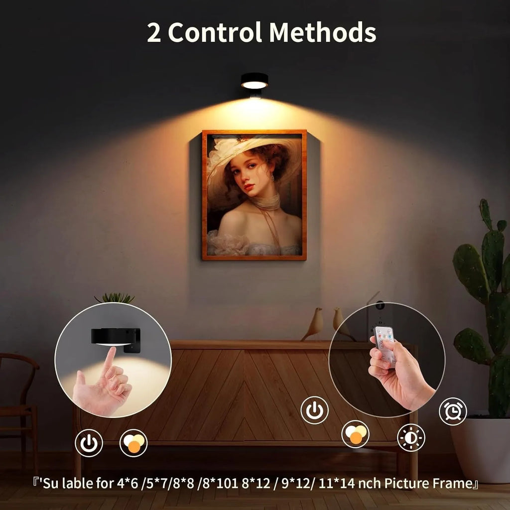 Black wireless magnetic LED painting lamp with remote control for 13-colour RGB lighting