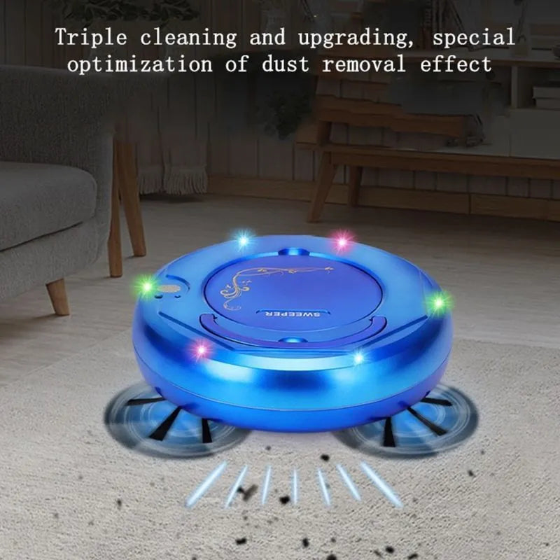Lazy Smart Vacuum Cleaner Robot in black colour cleaning marble floor with 1800Pa suction
