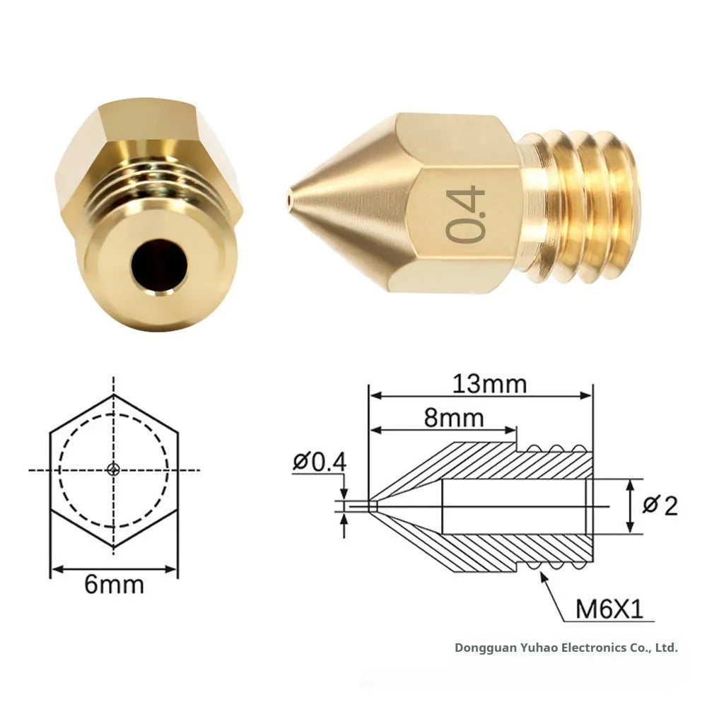 MK8 brass 3D printer nozzle and stainless steel cleaning pin kit for Ender 3 and CR-10