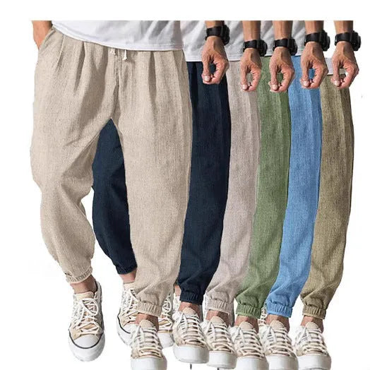 Men's casual cotton banded ankle pants in loose fit available in multiple colours