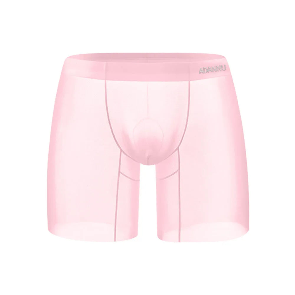 Men's seamless nylon boxer shorts in orange colour with low waist fit and body-shaping contour