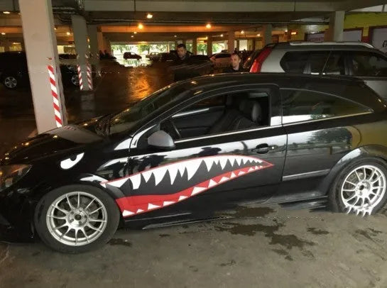 Shark latte art design car sticker on PVC material for outdoor vehicle decoration