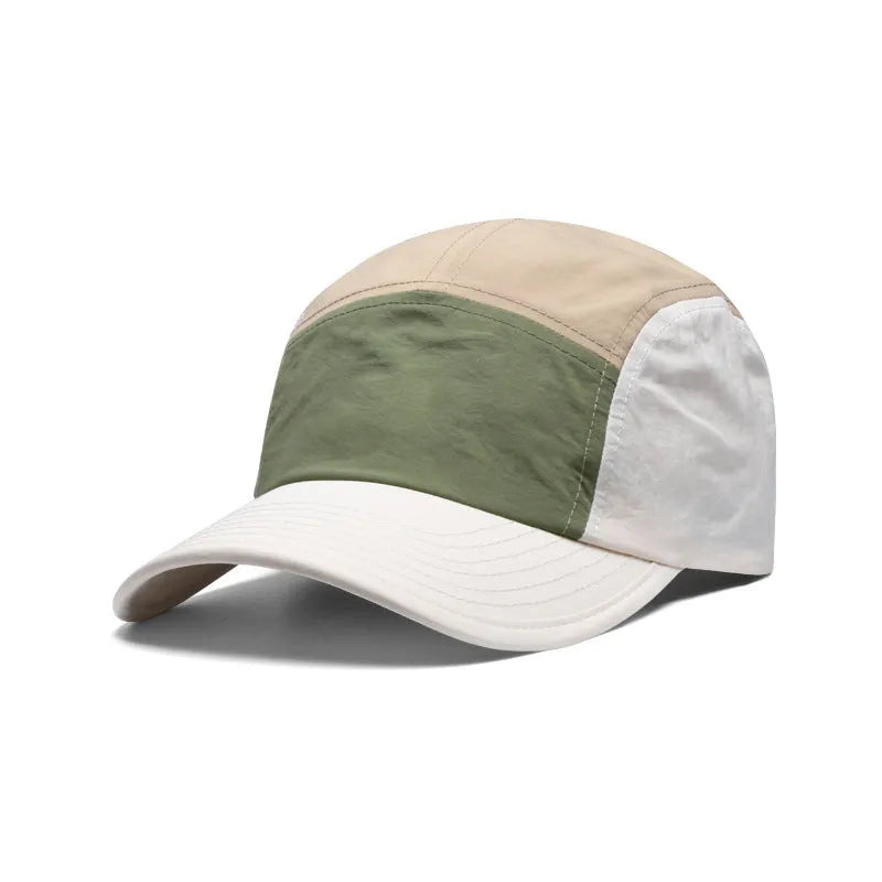 Men's cotton-polyester baseball cap in khaki, army green, orange, and yellow colours with curved brim