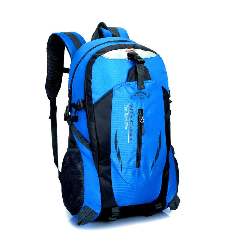 Large black Oxford cloth travel backpack showing front view with straps and soft handle.