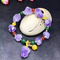 Natural shaped amethyst bracelet with fu character element for women's jewellery