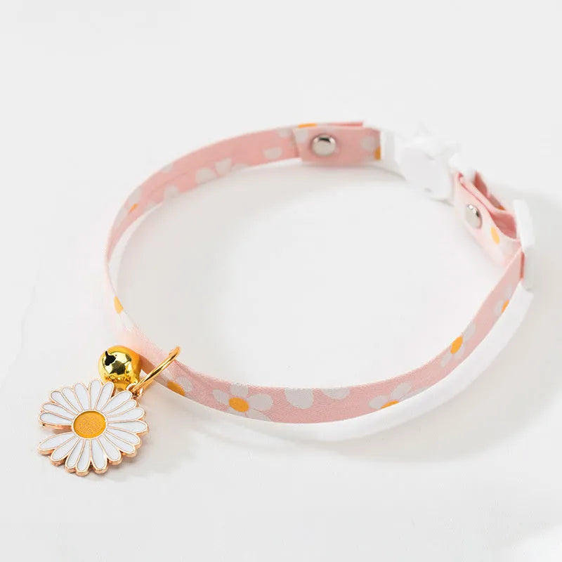 Adjustable cat collar with bell pendant and bow tie accessory for small pets
