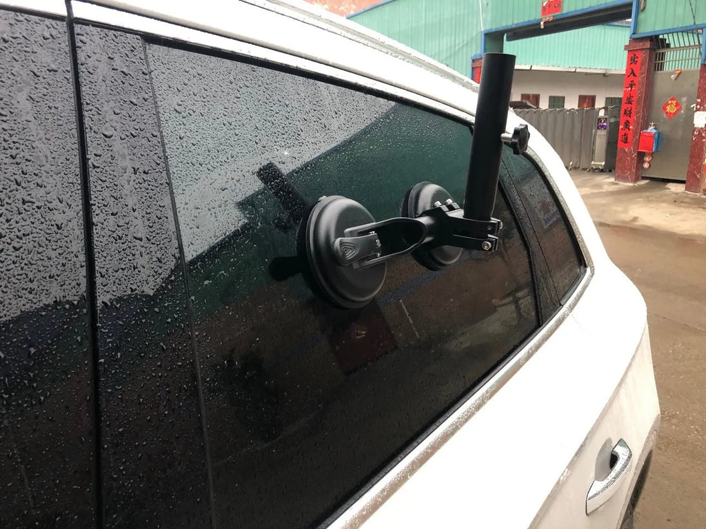 Black ABS car sucker base with round rubber suction cup for off-road flag mounting on vehicle windows