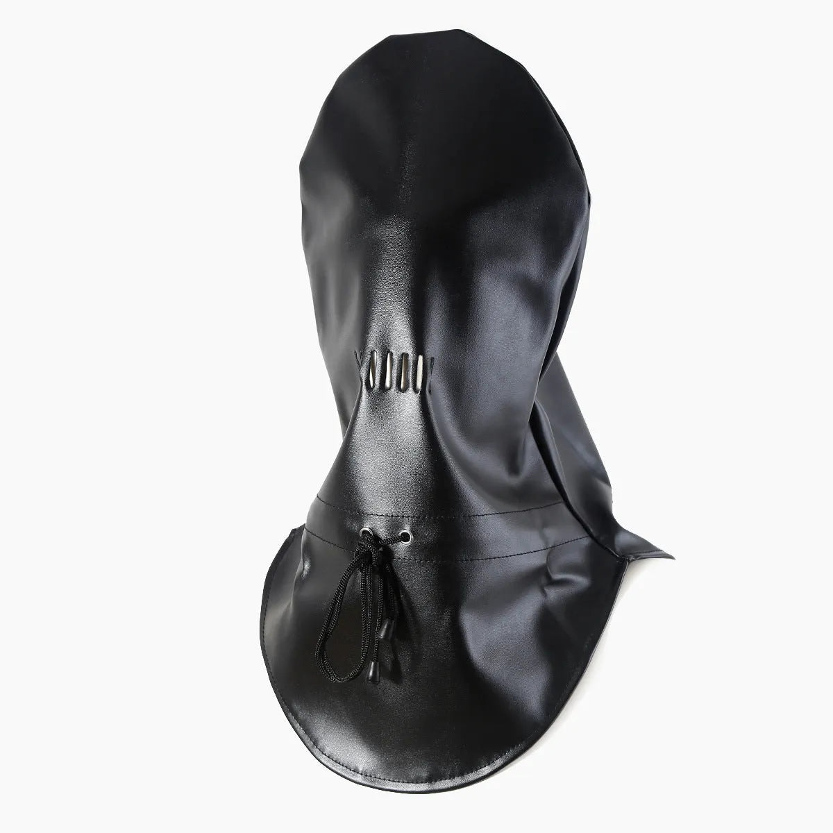 Black leather BDSM mask with adjustable straps for bondage training
