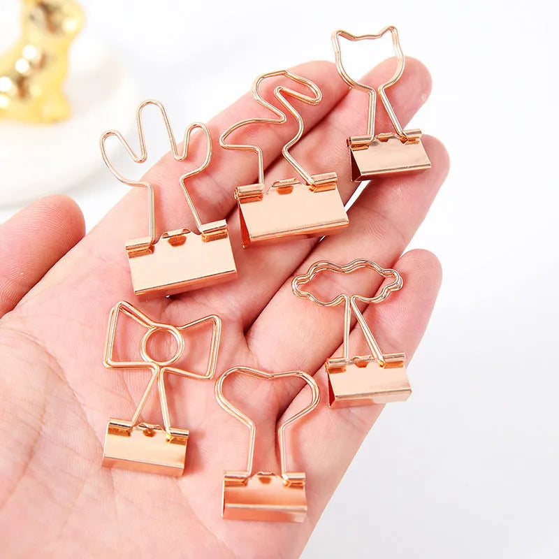 Gold plated decorative metal clip with charm design options for office organisation