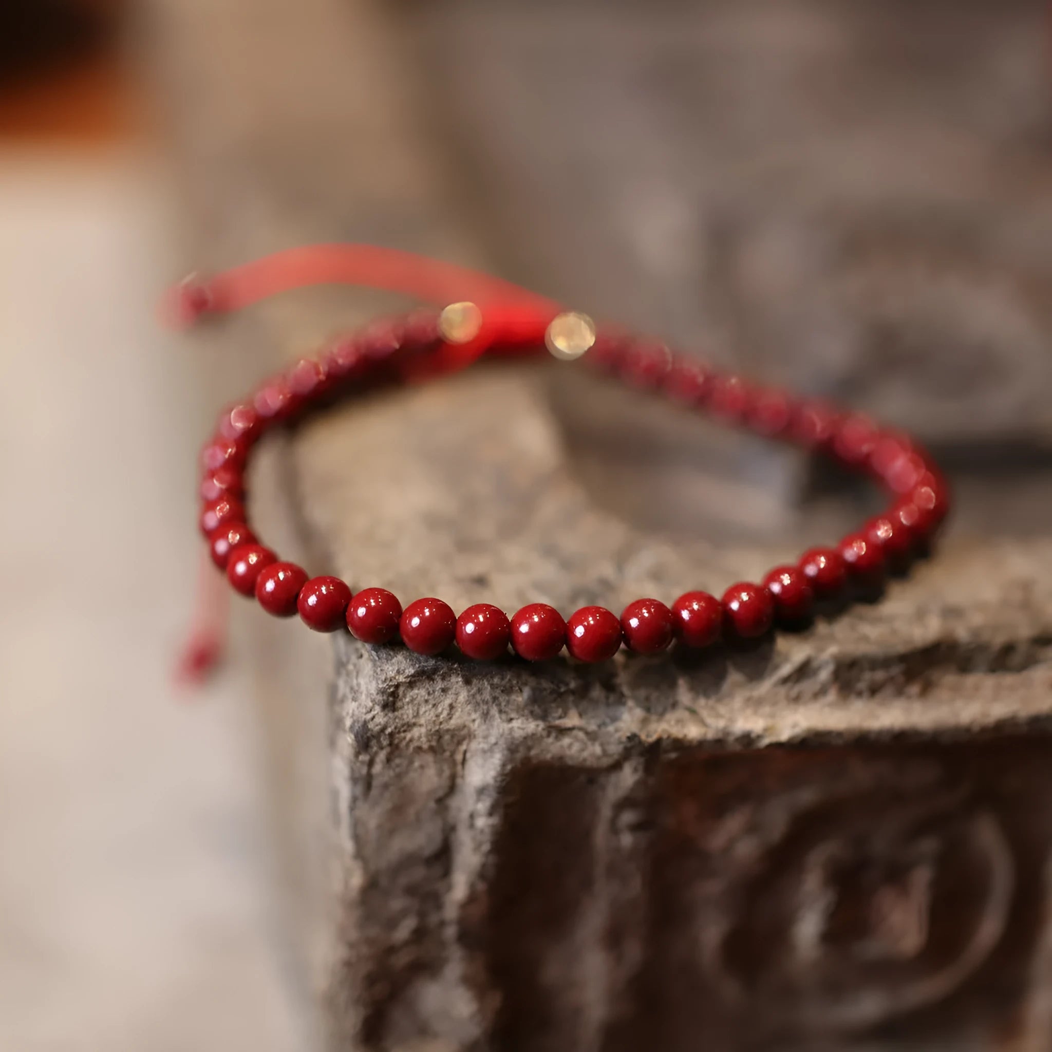 Purple gold sand design cinnabar bracelet with auspicious Chinese patterns and geometric shape