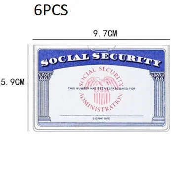 Transparent PVC social security card holder showing front and back card visibility