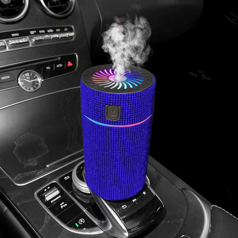Compact car-mounted air purifier humidifier with USB cable in choice of seven colours