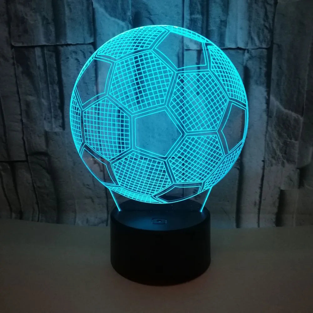 3D football design night light showing colour changing modes with touch controls