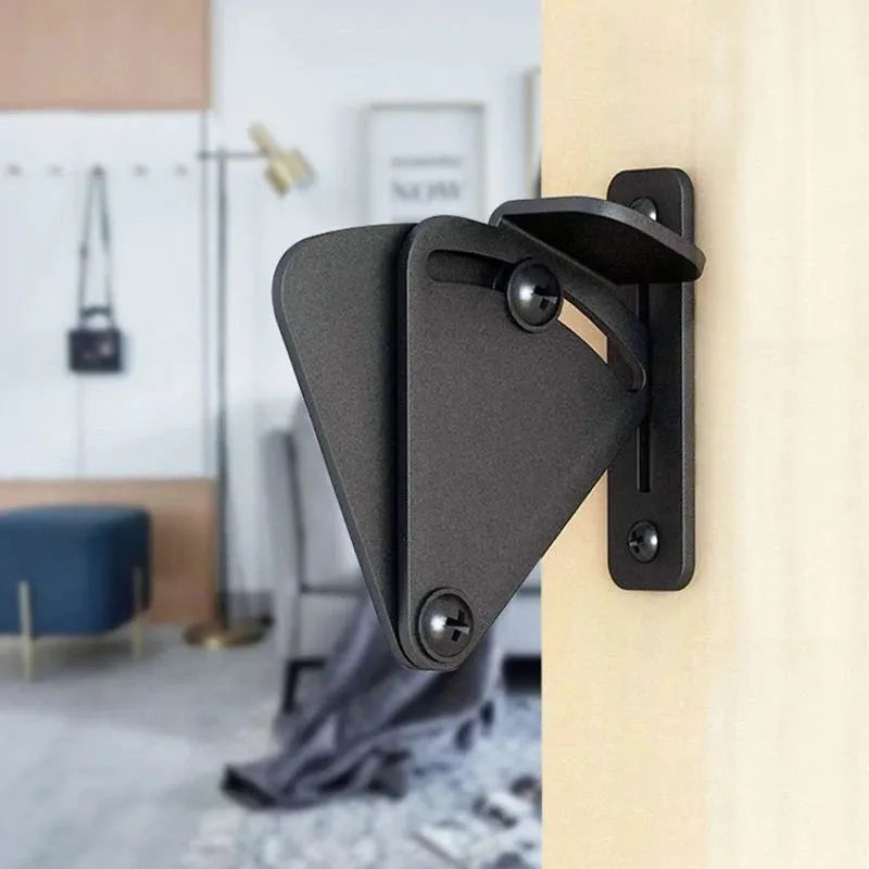 Black stainless steel sliding barn door lock with mounting bracket