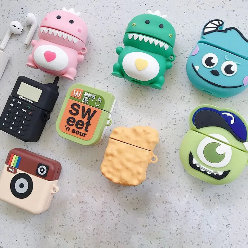 Cartoon animal design silicone AirPods protective case in multiple colour options