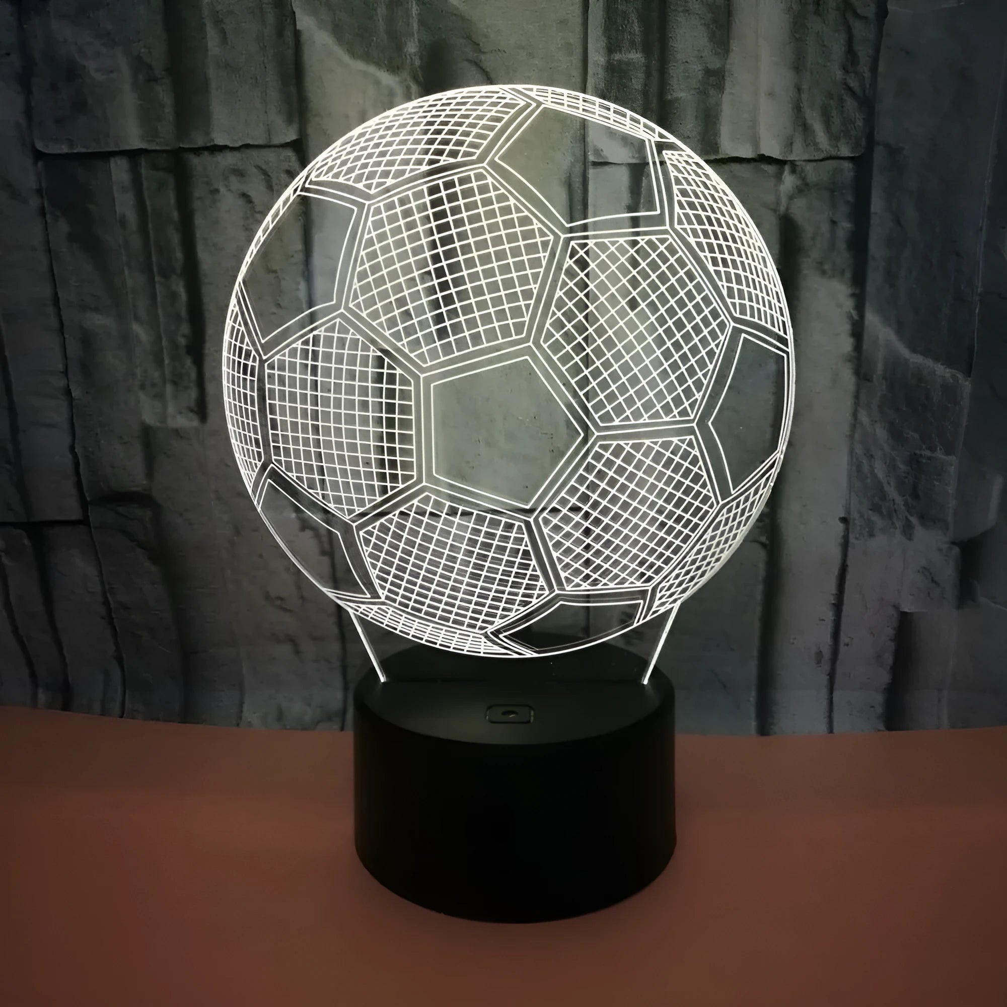 3D football design night light showing colour changing modes with touch controls