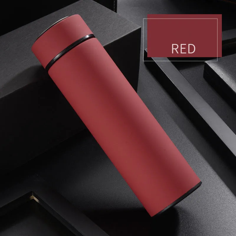 450ml stainless steel vacuum insulated water bottle with copper layer in black, red, gold, and blue colour options