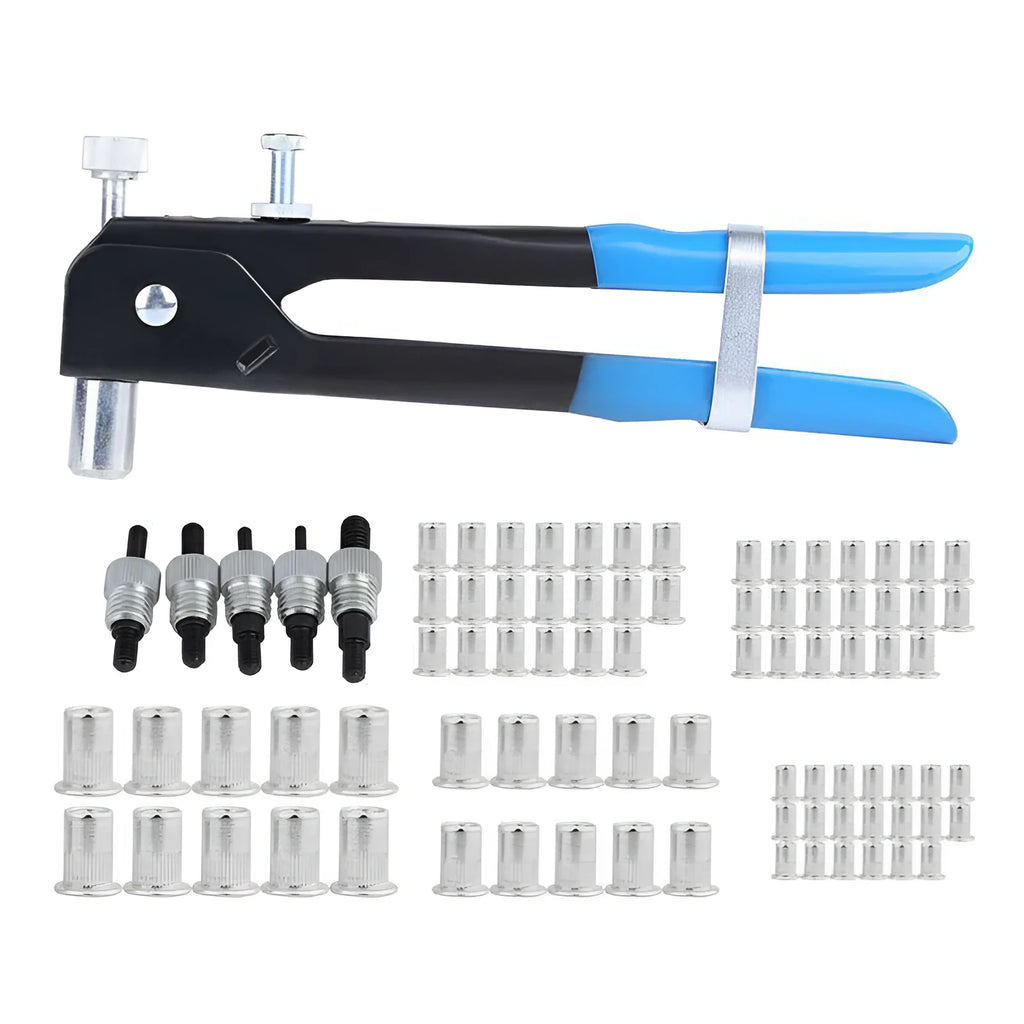 Alloy steel manual riveter nut set with 86 or 106 pieces for metal repair