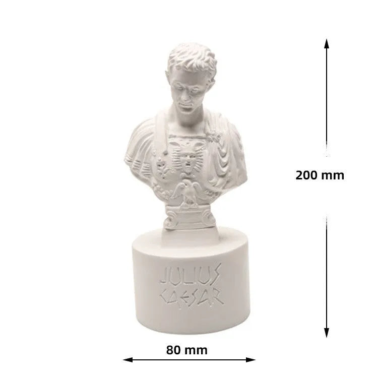 White synthetic resin pen holder with sculpted American creative character design on a desk.