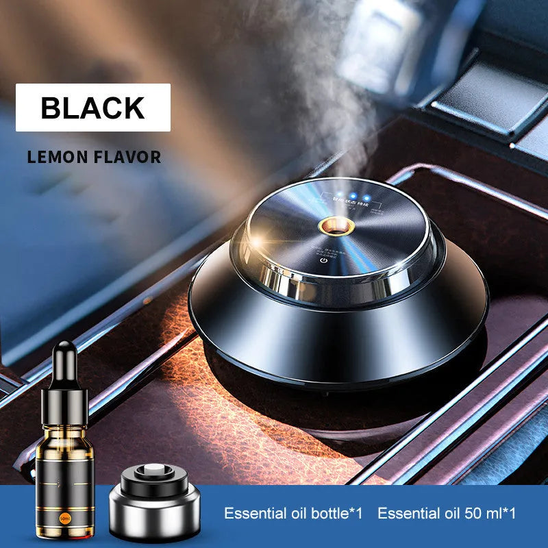 Black metal butterfly car aromatherapy air purifier with USB cable and 50ml essential oil bottle