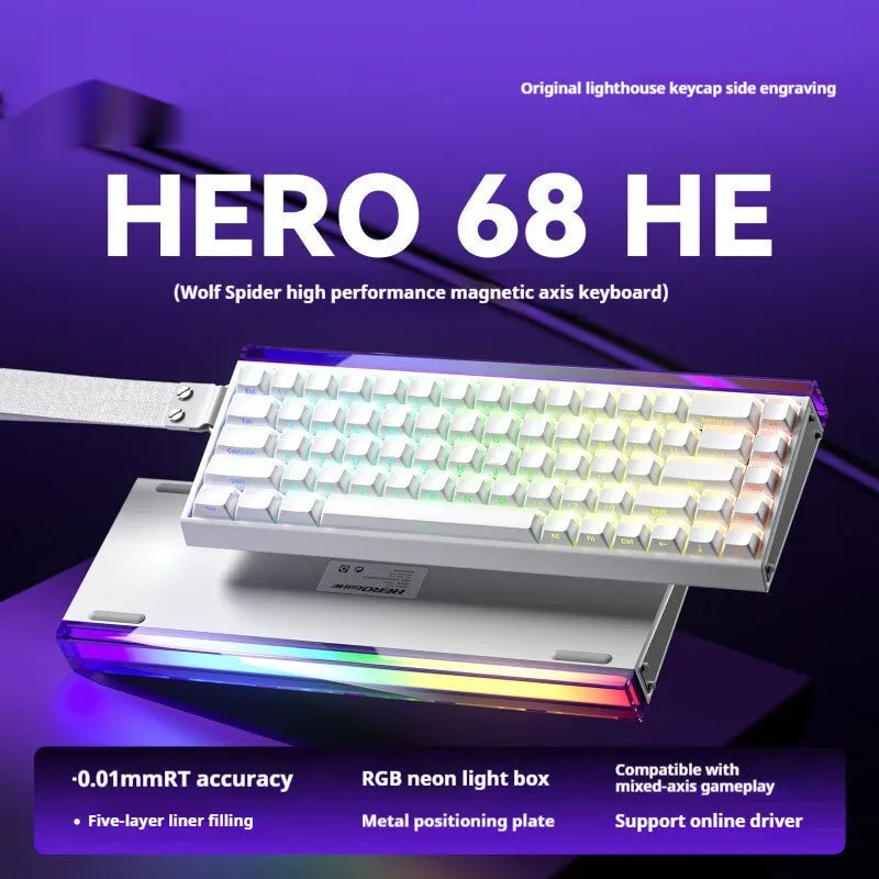 Wired magnetic axis mechanical keyboard with RGB lights in multiple colour and style options.