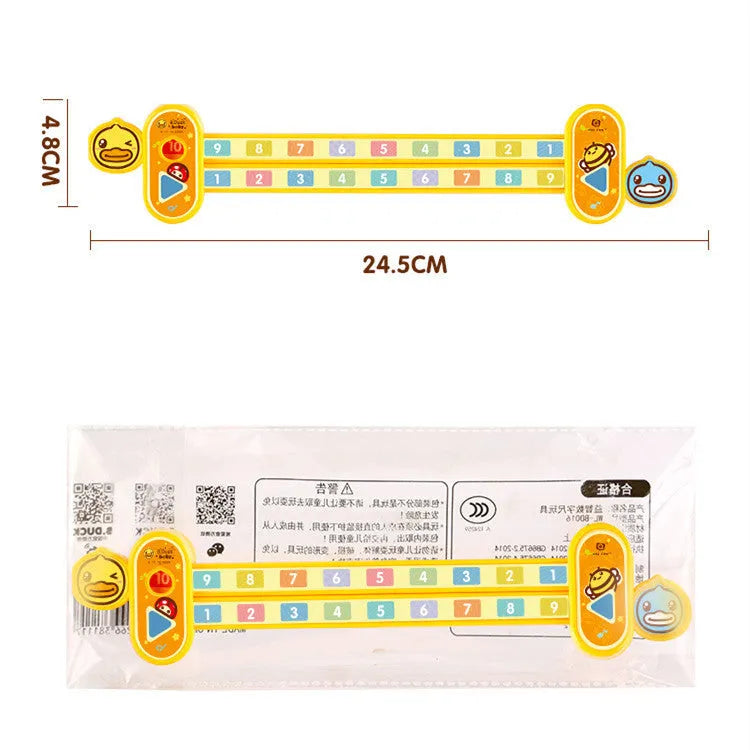 Yellow plastic digital decomposition ruler for children's maths learning, 24.5 cm long.