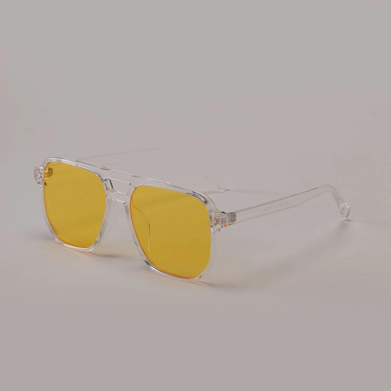 Women's black frame pink lens sunglasses with double square beam design and UV400 protection.