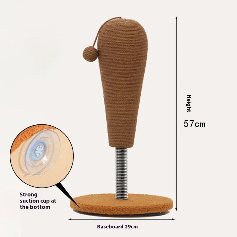 Cat scratching post with hemp rope texture and removable self-grooming component in large and small sizes